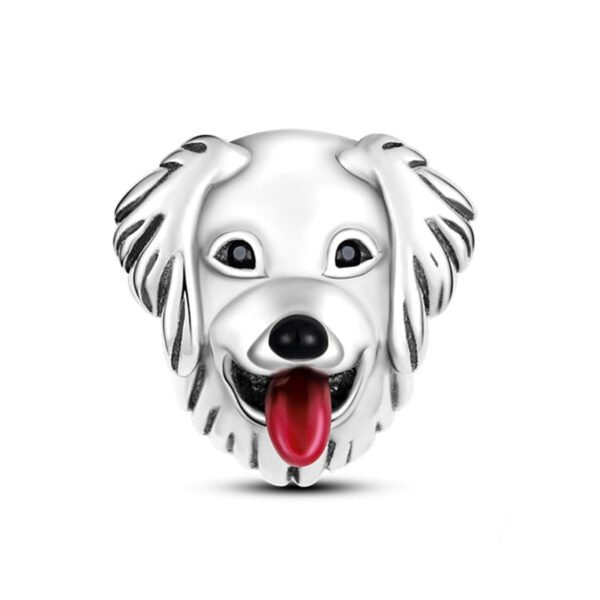Charm tête de chien poils longs en argent - Korell charms