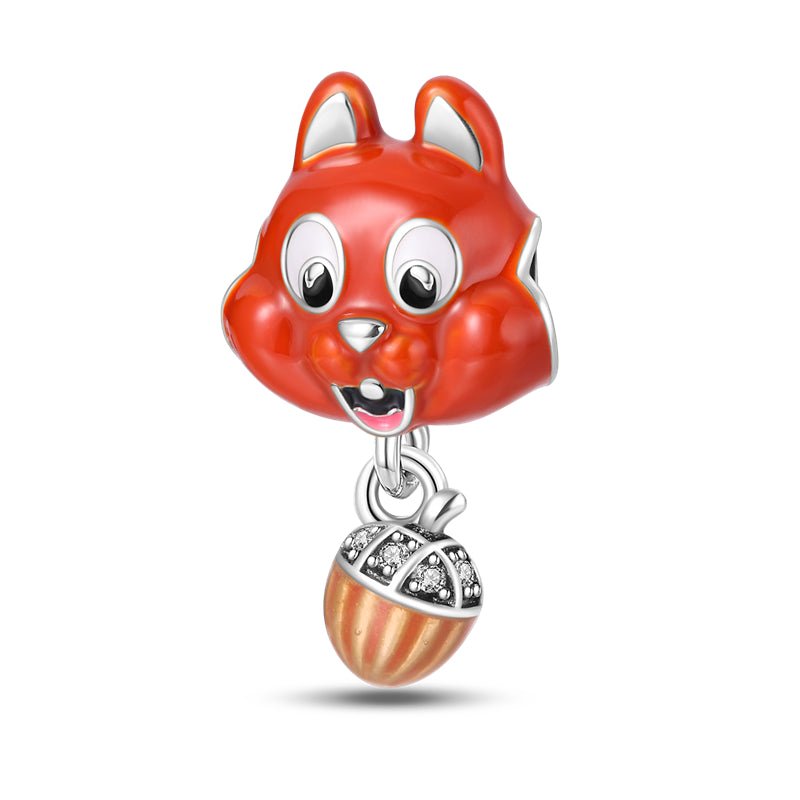 Charm tête écureuil et noisette en argent - Korell charms