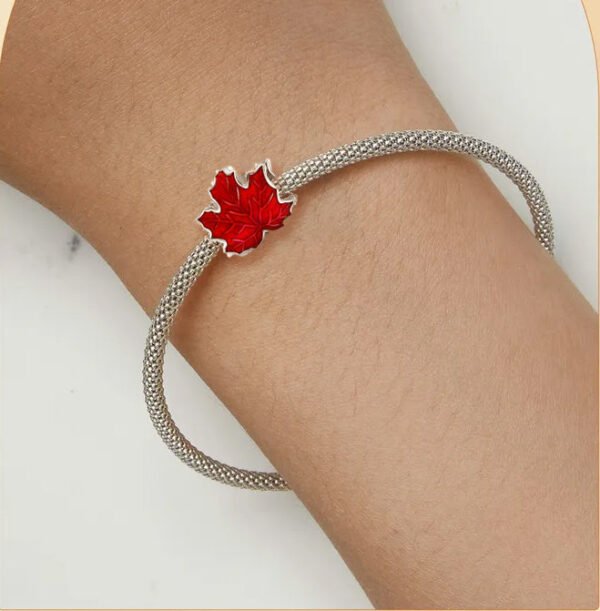 Charm feuilles d'érable rouges en argent - Korell charms