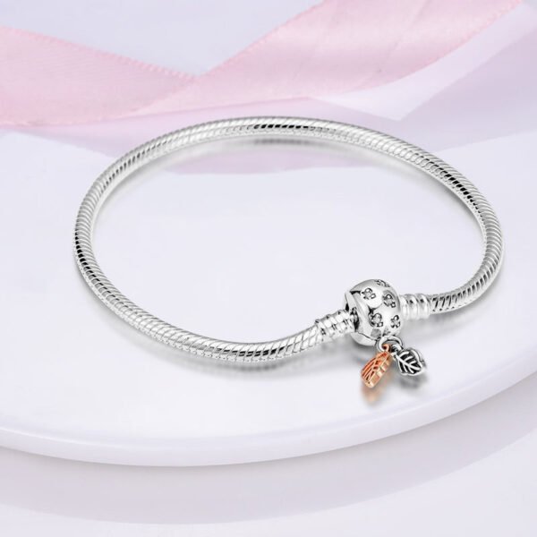 Bracelet pour charms à pendants petites feuilles en argent - Korell charms