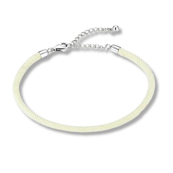 Bracelet Prestige corde tressée en argent plaqué platine Ecru - Korell charms