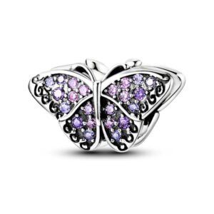 Charm papillon cristal en argent violet - Korell charms