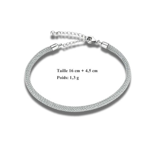 Bracelet Prestige corde tressée en argent plaqué platine - Korell charms